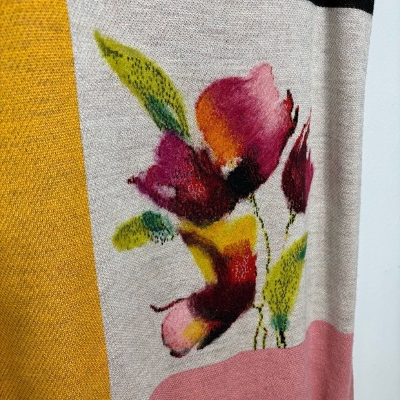 Troubadour Anthropologie Wool Blend Artsy Floral Knee Length Sweater Dress L - Picture 3 of 7